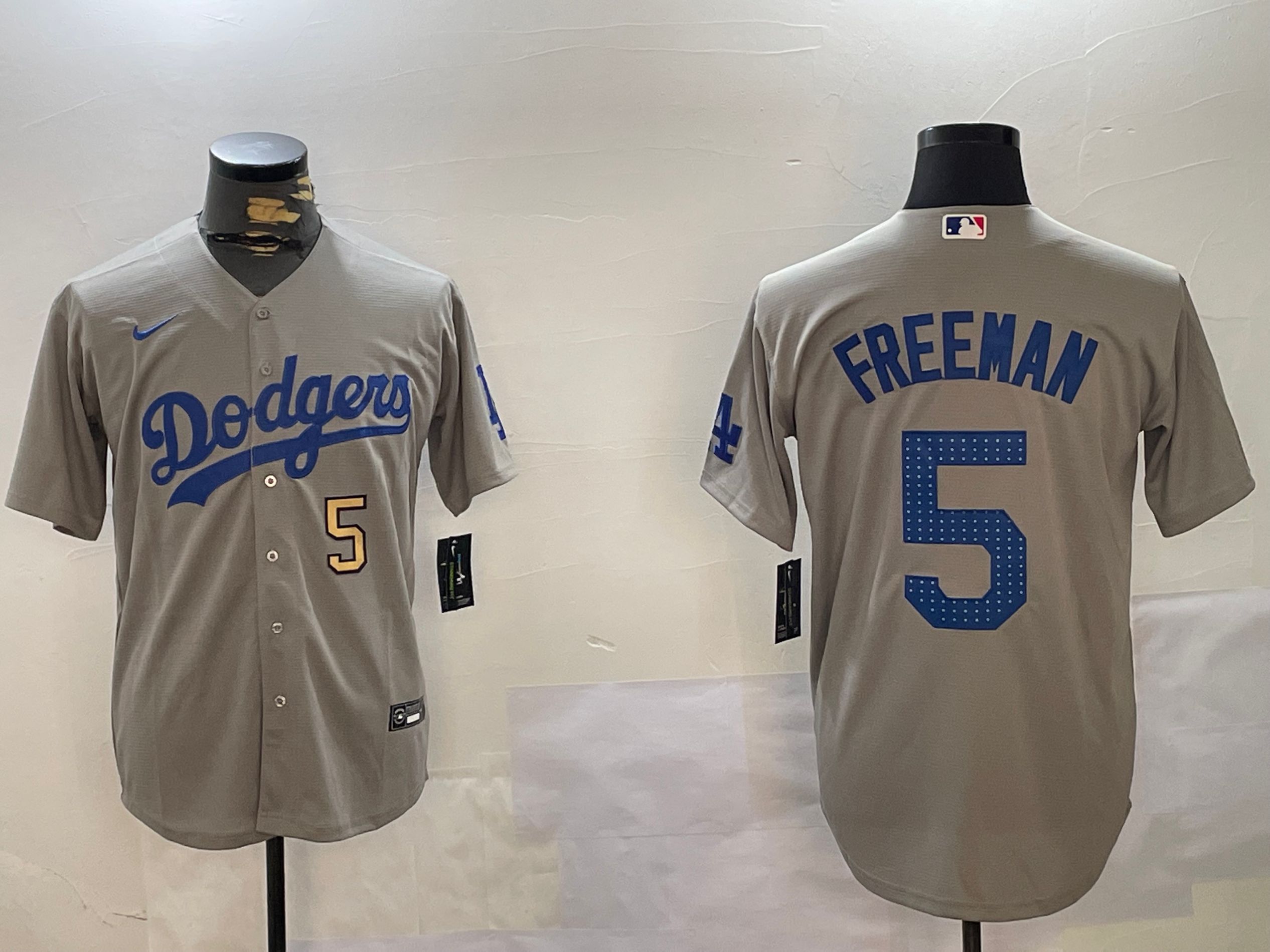 Men Los Angeles Dodgers 5 Freeman Grey Game 2024 Nike MLB Jersey style 12162